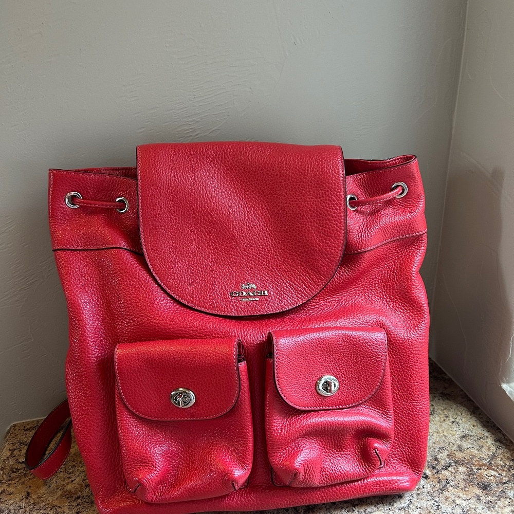 Coach Red leather back pack